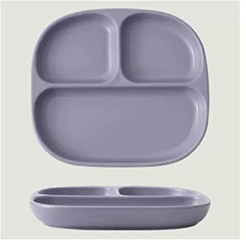 Meiiron Plato de cerámica for Comer Saludable, Plato de Cena de Dieta Cuadrado Redondeado con 3 Compartimentos, Platos de Control de porciones for Adultos pérdida de Peso/1 ud. (Color : Purple)
