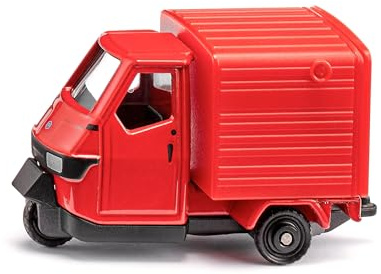 Siku 1583, Piaggio Ape 50, Fahrzeug zum Spielen, Metall/Kunststoff, Rot, Anhängerkupplung, Heckklappe zum Öffnen