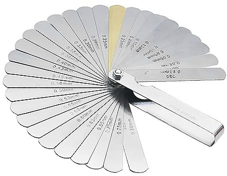 JDXun Stainless Steel Feeler Gauges 32 Blades, Stainless Steel Gap Measuring Tool 0.04-0.88 mm for Measuring Gap Width Thickness, Dual Marked Metric and Imperial Gap Feeler Gauges Measuring Tool