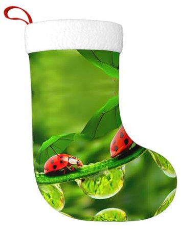 EdWal Lustiger Marienkäfer mit Regenschirmen, Kaminstrümpfe, 45,7 cm Weihnachtsstrumpf, für Familie, Weihnachten, Urlaub, Party, Dekoration