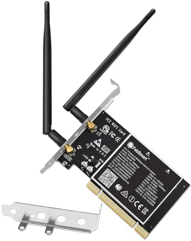 FebSmart Wireless N Dual Band 600Mbps (2.4GHz 300Mbps or 5GHz 300Mbps) PCI WiFi Adapter for Windows 11, 10, 8.x, 7, XP (32/64bit) and Windows Server Desktop PCs, PCI Interface WiFi Card (PCI-N600)
