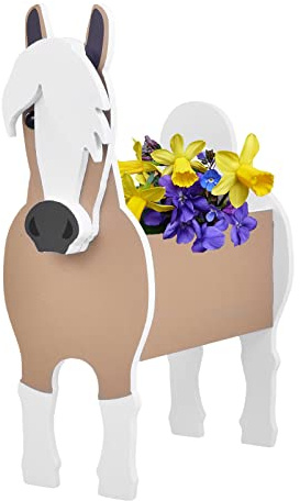 LKPOMI Tier-Übertopf, Blumentopf, Niedlicher DIY-Sukkulenten-Übertopf, Blumentopf, Cartoon-Tierform, Pflanzenbehälter-Halter für Innen- und Außenbereich, Gartendekoration(Pferd)