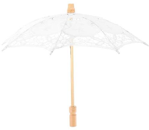 Holibanna Lace Hochzeitsregenschirm Weißer Spitzenschirm Mit Ergonomischem Griff Für Hochzeitsfeiern Fotorequisiten Und Elegante Anlässe Leicht Und Tragbar Dekoration Für Brautkostüme