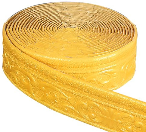 Jodimitty Bordüre Selbstklebend Gold 10m x 8cm x 4mm Wasserdicht Wandbordüre TapetenBordüre Anti-Kollisions Fliesen Bordüre Roll Border Trims für Ecken Linien Decken Dekoration