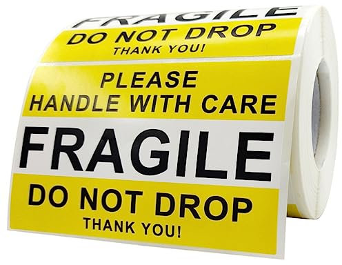 NUOBESTY Fragile Stickers for Packing Boxes Shipping Labels Handle Care Stickers Self-Adhesive Fragile Warning Decal