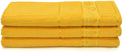 Velosso 3 Pack Cooks Large Everyday Kitchen Tea Towel Set 100% Supreme Ring Spun Cotton Soft and Absorbent Dish Towels, Tea Towels, Dish Cloth, Wipe Cloths (Yellow)