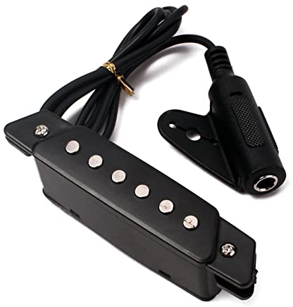 Akustikgitarren-Tonabnehmer, schwarz, 6-saitig, passiver Schallloch-Tonabnehmer für akustische E-Gitarre, Vorverstärker, Schallloch-Tonabnehmer, Schallloch-Tonabnehmer, Gitarren-Wandler