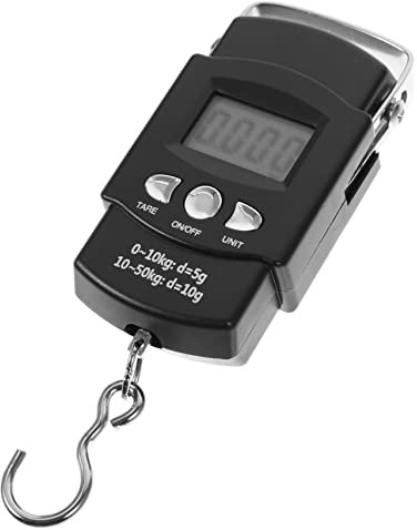 Mikinona 50kg Portable Fishing Scale Tape Measure, High Precision Small Digital Hanging Hook Scale for Home, Luggage and Food Weighing, Mini Spring Balance for Outdoor and Kitchen Use