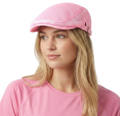 HIQIU Unisex Schirmmütze Baskenmütze Atmungsaktiv Mesh, Flatcap Herren Sommer Dünn Gatsby Newsboy Barett Cap, Schiebermütze Herren Sommer Sport Mütze Einstellbar 55-60 cm