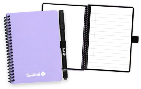 BAMBOOK Colourful Notizbuch - Lila - A6 - Blanko & Liniert - Wiederverwendbares Notizbuch, Notizblock, Reusable Notebook, Löschbares Whiteboard-Notizbuch