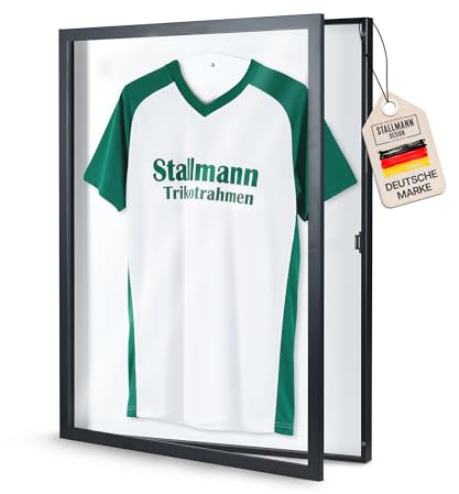 Stallmann Design Jerseyram Easy Click & Fill med dörr | ramfärg: Svart | bakgrund: Vit | storlek: 70 x 90 cm | högkvalitativt och lättfyllt vitrinskåp för tröjor