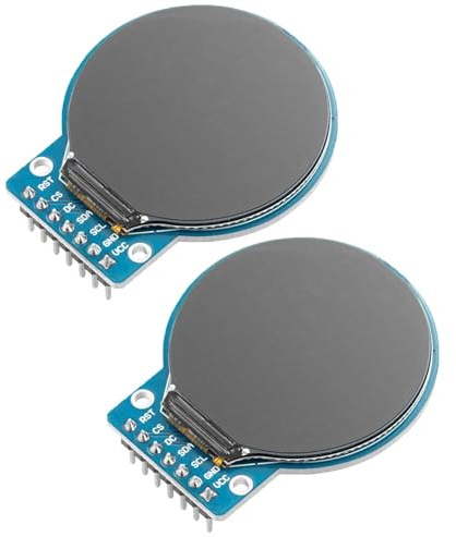 2 stycken GC9A01 1,28-tums cirkulär TFT-skärm för Arduino RGB IPS HD 240 x 240 upplösning SPI gränssnitt LCD-displaymodul för visare, realtidsövervakning och instrumentdisplay