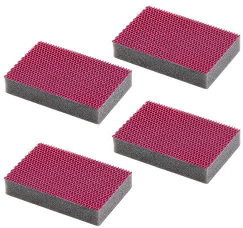 Maya - Pack de 4 Estropajos para Limpieza de Cocinas, Baños y Vajillas sin Dejar Rayas | 9x13,5x2,6 cm | Esponjas Lavables en Lavavajillas y Lavadora (EVO XL, Rojo)
