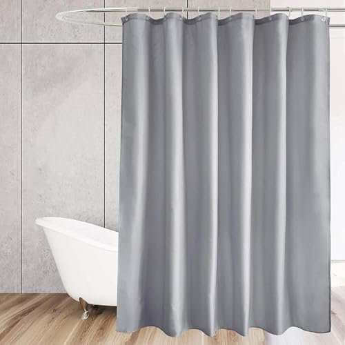 AEKDCL Tenda da doccia lavabile 180x180cm/71x71in(LxA) Grigio chiaro Resistente alla muffa Lavabile per bagno doccia walk-in Tessuto in poliestere extra lungo Tenda da doccia Heavy Duty Tende da