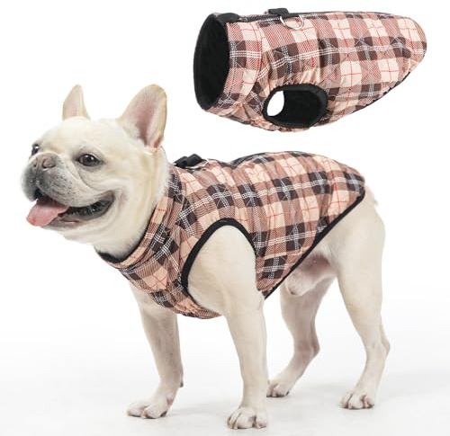 SCENEREAL Hunde-Wintermantel für Jungen und Mädchen, warme Jacke mit integriertem Geschirr für kleine und mittelgroße Hunde, für Herbst und Winter, wasserdicht, kaltes Wetter, Fleece-Pufferweste