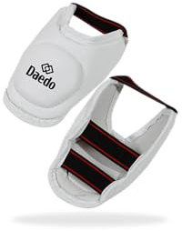 DAEDO Taekwondo Instep Guard - Foam Covered in Synthetic Leather for Foot Protection, White, Size:S, Ideal for Taekwondo Competition & Training