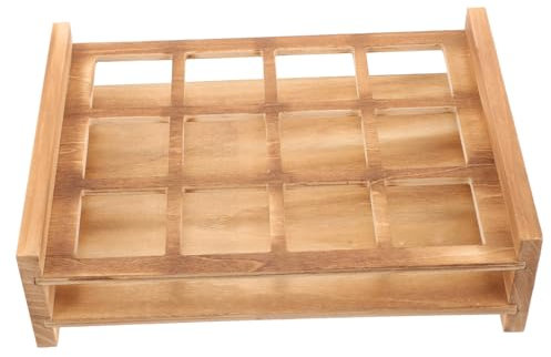 Cabilock Wooden Shot Glass Holder Decorative Tray Grey Trays Bar Accessory Cup Stacker