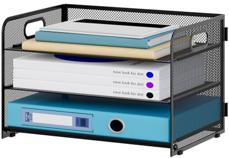 JEBELE 3 Fächer A4 Metall Büro Schreibtisch Organizer Dokumentenhalter Aktenablage Zeitschriftenhalter Briefablage Papier,Schwarz