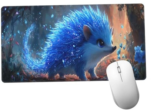 Azul Alfombrilla Ratón 1400x600x3mm Alfombrilla Raton XXL Grande con Base de Goma Antideslizante, Lavable, Accesorios Gaming Erizo, Ordenador Gamer Regalos, Mouse Pad Gaming Mejora La Velocida Y588