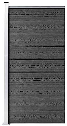 Tidyard Panneau de clôture WPC 95x186 cm Noir Clôture de Jardin Décorative Protection pour Plantes, Extérieur, Cour Arrière
