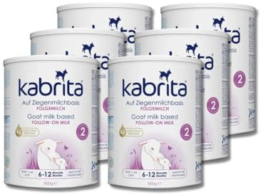 KABRITA | Ziegenmilch Folgemilch 6-12 Monate | Hochwertige Babynahrung - Baby Milch, nahrhaft* und sanft zum Babybauch | Inhalt: 800g Babynahrung-Milchpulver - 6x 800g