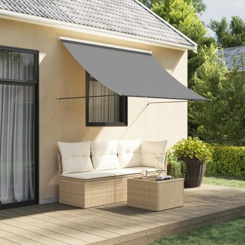Myheimly Markise Fallarmmarkise Einziehbar, Sonnenschutz für Terrasse Balkon Garten, Fenstermarkise Balkonmarkise Anthrazit 200x150 cm Stoff und Stahl