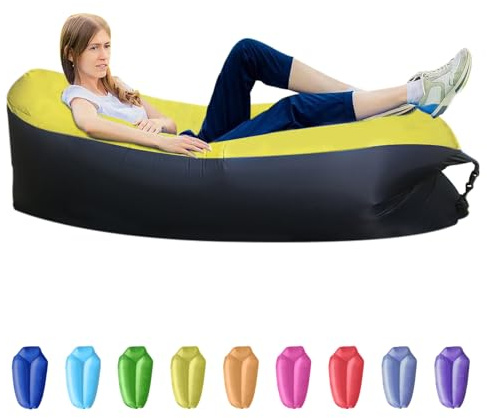 Xlabor Aufblasbares Sofa Wasserdicht Luft Sofa Wasserdicht Air Lounger mit Portable Paket Air Bett tragbares Lazy Lounger für Camping, Beach, Park, Strand gelb