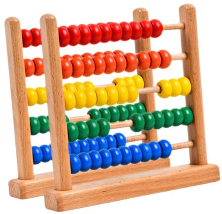 Sosoport 2stücke Holzabakus Für Junge Mädchen Zählwerkzeug Mit Perlen Lernspielzeug Für Grundschüler Klassischer Rechenframe Frühes Mathematik-Training Robustes Holzmaterial Hand-Augen-