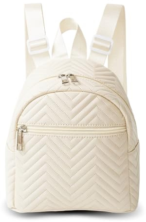 viiotu Small Backpacks for Women, PU Leather Mini Backpack Small Backpacks for Women and Girls, Portable Lightweight Ladies Small Backpack with Adjustable Strap for Daily Travel, Commuting (Beige)