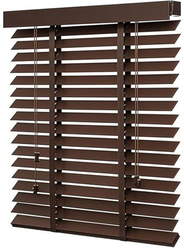 Jalousie Holzjalousie Fenster innen 110 120 130 140 150 160 cm, 50mm Lamellen, Holz Jalousien Horizontal Verdunkelung Einfache Montage, Jalousette Echtholz Wärmedämmung für Decke, Büro(Coffee)