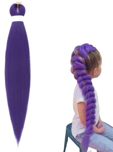 Extension per capelli viola lunghe, trecce sintetiche viola da 66 cm pre-stirate per costumi di Halloween, cosplay, feste in scena