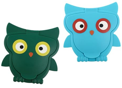 HAPINARY Copertura Riutilizzabile per Salviette Coperchio a Forma di Gufo Cartoon, Set 2 Pezzi (blu + Verde), Protezione Umidità per Salviettine, per Cambio Pannolini e Uso Domestico