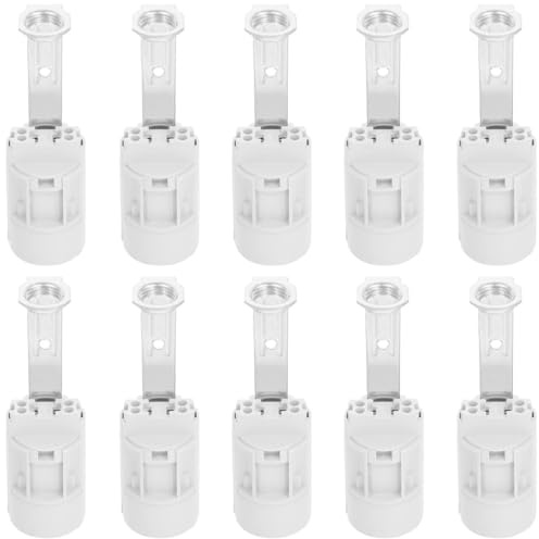 Portalámparas de Rosca E14 Blanco, 10 Piezas, para Bombillas de Base | Plástico y Aleación de Zinc, Metal, Fácil de Instalar y Resistente al Calor, Accesorios para Portalámparas