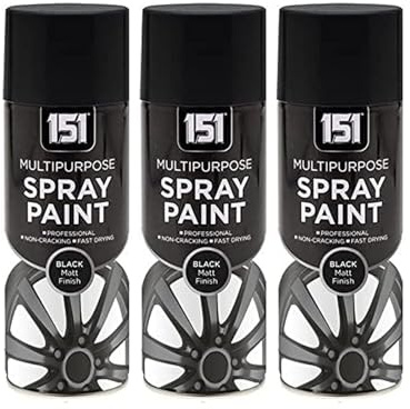 MSQUARE Multipurpose Spray Paint, Professional, Smooth Matte Finish, Fast Drying, Durable, Non-Cracking Formula, Ideal for Metal, Wood, Plastic & DIY Projects, Black Matt, 400ml (Pack of 3)