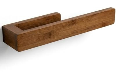 Handtuchhalter Ohne Bohren, Natürliches Bambus, 23cm | Extra Starker Kleber, Handtuchhalter Holz, Minimalistisches Design, Feuchtigkeitsbeständig
