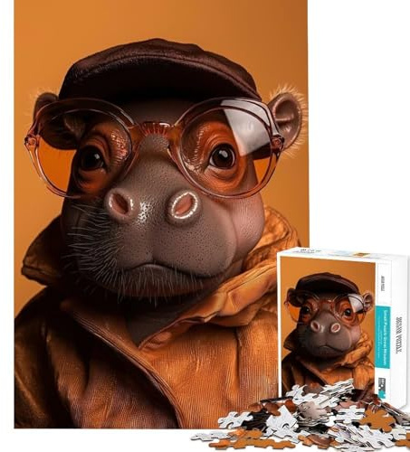 Rompecabezas para Adultos de 1000 Piezas Hipster Hippo Juego Imposible Juguetes Educativos Regalos de Amigo Invisible para Diversión Familiar (Tamaño 38x26cm)