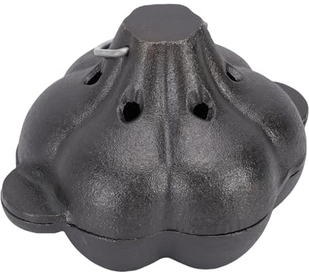 Oreilet Cast Iron Garlic Roaster, Pre Seasoned Mini Cocotte, Cast Iron Smoker Roaster, Garlic Roasting Pot, Potato Baker, for Kitchen Oven Outdoor BBQ Grill Stove