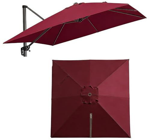 HOUKOIKBUG 2.5m/3m/4m Telo Di Ricambio Per Ombrellone A Sbalzo 8 Stecche Copertura Di Ricambio Per Ombrellone Quadrato Per Giardino Piscina Spiaggia(Burgundy,4x3m (13x9.8ft))