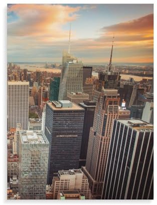 1000 Teile Erwachsenen Puzzle，New York City mit Empire State Building und Skyline von Manhattan im Sonnenuntergang，herausfordernde Gehirnübung für Puzzle-Liebhaber-AQ43