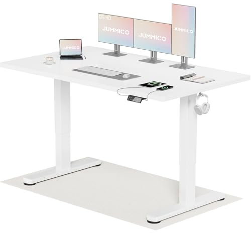JUMMICO Höhenverstellbarer Schreibtisch 160x80 cm Einteilige Tischplatte, Elektrisch mit 2 Motoren, 120 kg Traglast, 72-120 cm Höhenbereich, 7-Tasten Touchscreen mit Memory & USB-C