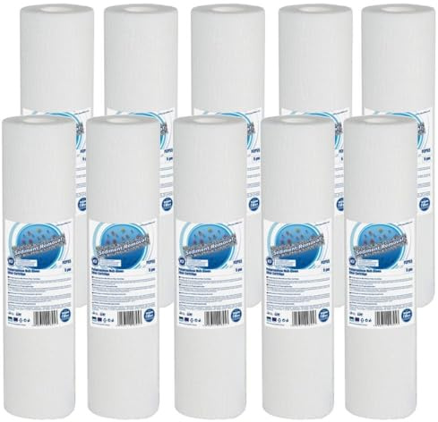 10 x Melt-Blown 5 Micron Polypropylene 10” x 2.5 Filter Cartridge for Sediment Absorption of Sand, Silt, Rust and Suspended Particles from Potable Cold Water