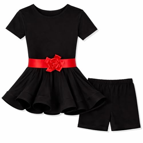 Children's Dance Dress Ballet Latin Rumba Samba Dress Skirts Dancewear Girls Kids 3-15 Years (Black, 140 (10-11 Years))