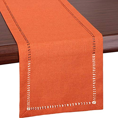 Grelucgo Stor handgjord fåll orange Thanksgiving bordslöpare, höst höstdekorationer (35 x 300 cm)