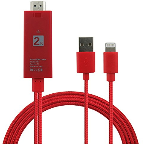 PinkGee nylon tressé USB Lightning vers HDMI 2 K câble Digital AV Adaptateur TV HDTV 1080p pour iPad Pro Air pour iPhone (iOS 10 11)