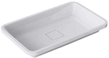 doporro Vasque à Encastrer Lavabo Blanc 53 x 33 x 10,5cm Lave Mains Rectangulaire avec Cache Bonde Colossum104