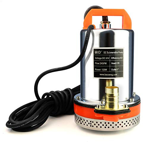 BACOENG 24V DC Farm & Ranch Solar Water Pump Submersible Well Pump DC 20FT Lift