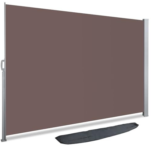 VOUNOT Tenda Paravento Laterale, per Balcone, Esterno e Terrazzo, Riavvolgibile, Antivento, Protezione Privacy, Protezione Solare, 180 x 300 cm, Marrone