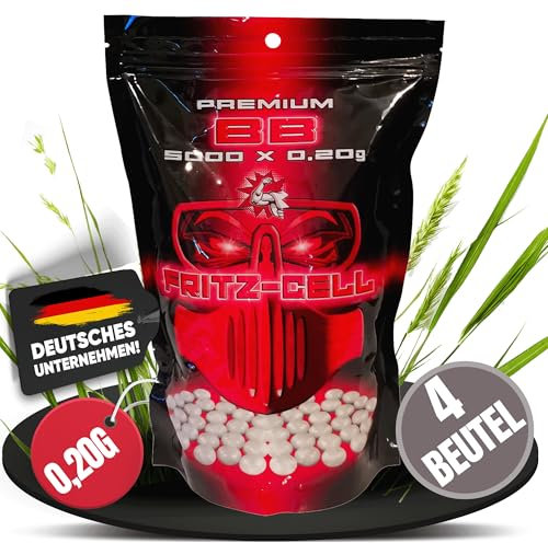 4 xAirsoft Softair Kugeln Fritz-Cell Premium BBS 6 mm 0,20g Beutel 5000 Stück