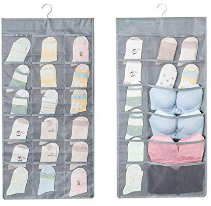 Bingo Trade Hanging Storage - 30 Pockets Hanging Closet wardrobe Storage Bra Underwear Socks Ties Organiser with Large and Deep Pockets,Double-Sided Space-Saving Clothes Organiser (Gray - 30 Pockets)