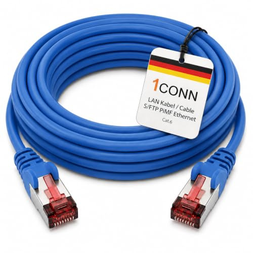1CONN Câble réseau Cat6 50m câble Ethernet bleu Lankabel câble réseau Cat6 Lan câble de raccordement Sftp Pimf 1000 Mbit s